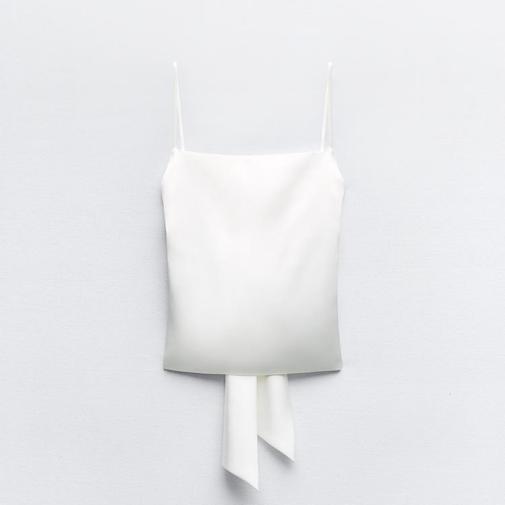 NWT Zara Satin Effect Top with Back Bow